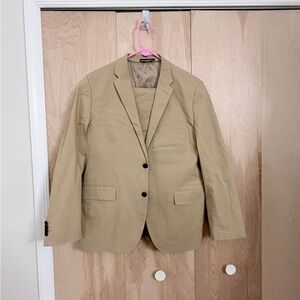 Cotton chino suit, khaki, lands end 42s 34 pants